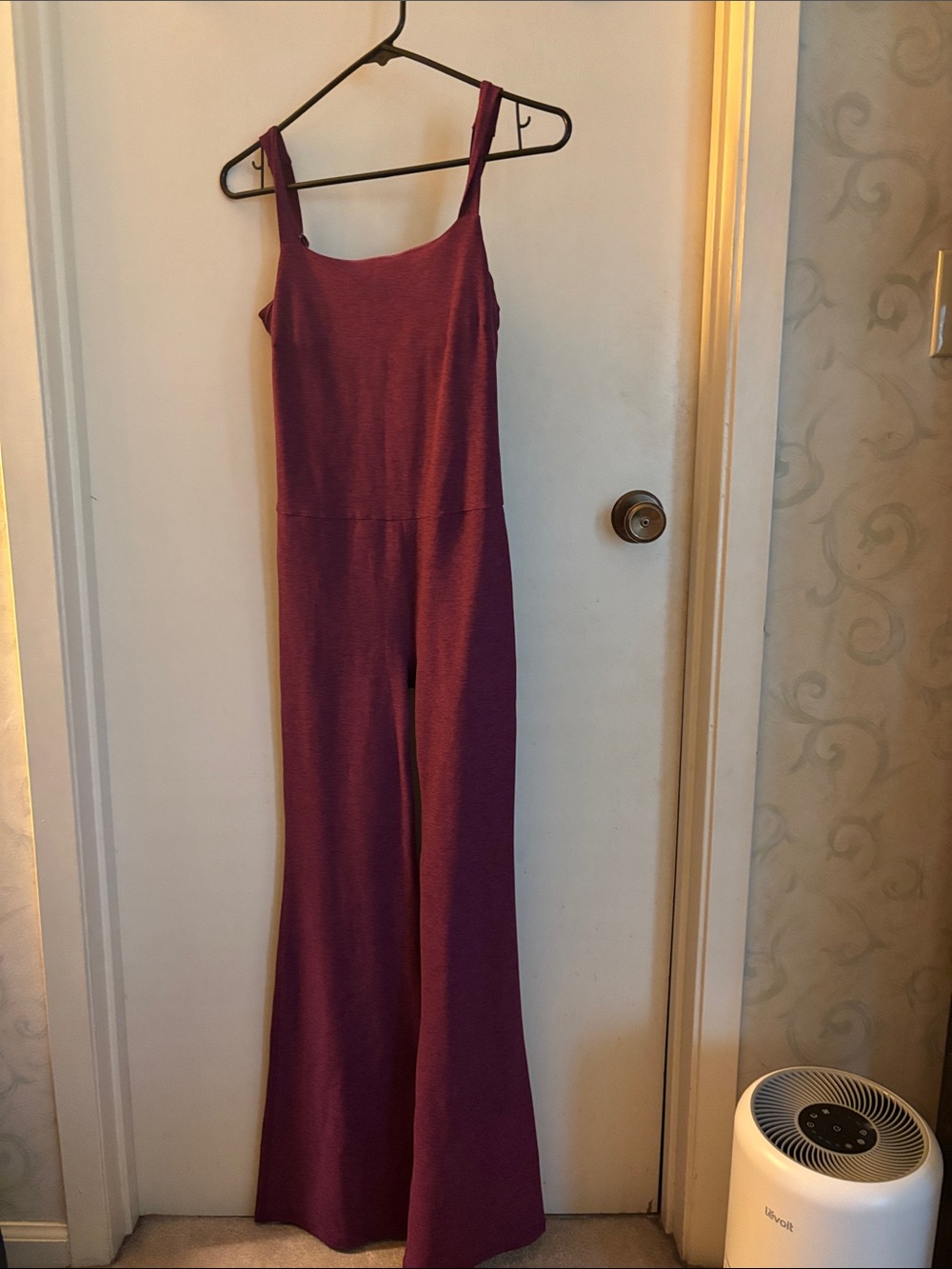 Beyond Yoga Plum Wide-Leg Ribbed Jumpsuit